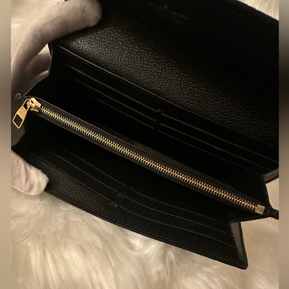 💯 Authentic Louis Vuitton Black Monogram Empreinte Leather Sarah Wallet - Picture 12 of 14